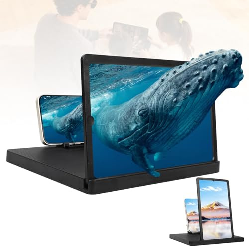 2026 New Big Screen Phone Magnifier,3D HD Screen Expander,Foldable Phones Stand with Movie Screens Amplifier,Mobile Phone Magnifier Projector for Movies&Gaming,Compatible with All Smartphone(12 in)