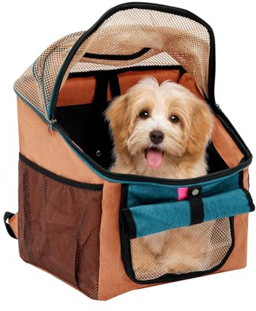 Hund Fahrrad Korb Haustier Träger Rucksack, Aus PVC Und 300D Oxfordstoff Faltbar Für Kleine Hunde Und Katzen Bis 7.5kg Für Fahrrad Auto Wanderung Und Outdoor Abenteuer In Blau Und Orange