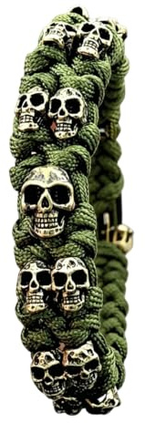 Skull Punk Bracelet U-Shackle Closure Skulls Survival Paracord Bracelets Wear Resist Vintage Skeleton Woven Wristband for Outdoor Hiking Travelling Camping
