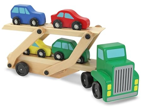 Melissa & Doug Camion Trasporto Auto in Legno, Bisarca, Giocattoli di Ruolo, Set da Gioco, Montessori, Regalo Bambini Bambine di 3 4 5 6 7 Anni