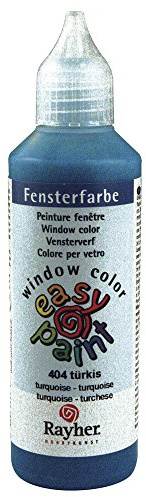 Rayher 38700404 Fensterfarbe easy paint , Flasche 80 ml, türkis