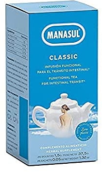 MANASUL classique - Infusion Sen laxatif, mélisse, menthe, réglisse et d'anis, 100% naturels sans conservateurs ni additifs. Boîte de 25 sachets.