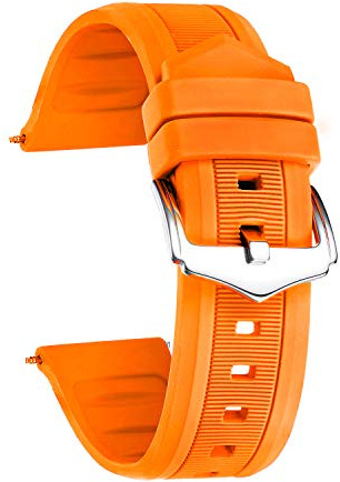 BINLUN Silikon Kautschuk Uhrenarmbänder 12mm-28mm Sportlich und Atmungsaktiv Ersatzarmband Flexibel Bequem für Herren & Damen(Orange,28mm)
