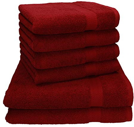 Betz 6er Handtuch Set Premium – 4 Handtücher 50x100 cm – 2 Duschtücher 70x140 cm - 100% Baumwolle – Frottee Handtücher für Bad, Gäste & Alltag – pflegeleicht & langlebig - Farbe rubinrot