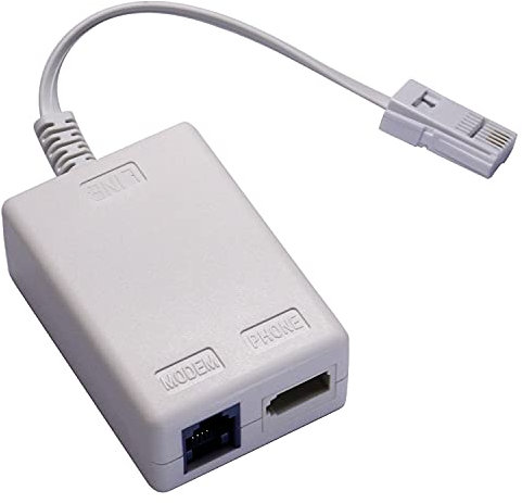 Casoter 6P4C Wideband Filter for BT Broadband ADSL Router/Modem, One BT Plug to One BT Socket & One RJ11 ADSL Adapter Splitter,1 Pack