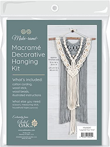 Solid Oak MWH047 MACRAME HANGING KIT LAYRD WALL Makramee-Hänge-Set für die Wand, Eiche, Zweifarbiger Wandbehang