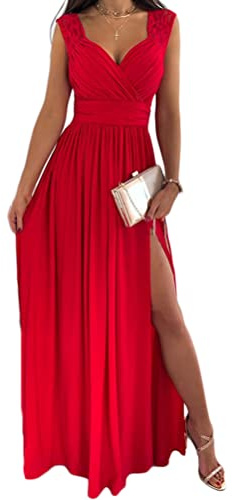 Robe de Soirée Tomwell Femme Cocktail Moulante Elegant Maxi Manches Longues Fente Latérale Plage
