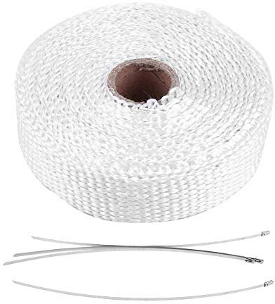 Auspufffolie 5 m Auto-Isolierband Auspuff-Wärmefolie mit 4 Edelstahl-Kabelbindern(Weiß)