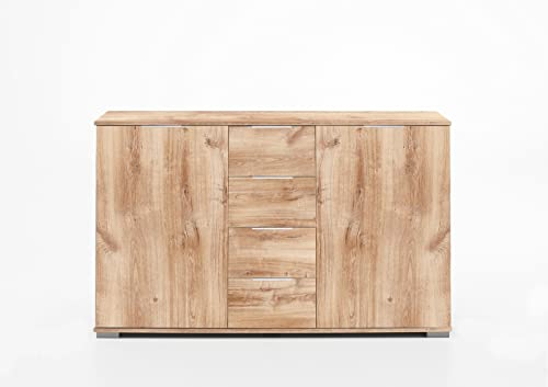 möbelando Kombikommode Easy Plus Kommoden in Plankeneiche mit 4 Schubladen und 2 Türen. Abmessungen (BxHxT) 130x83x41 cm