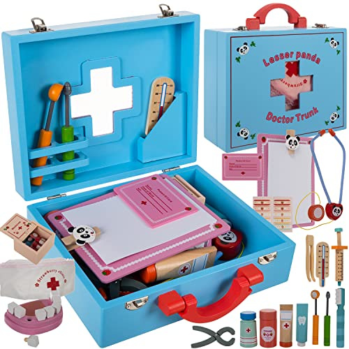 KRUZZEL Valigetta medica bambini in legno dentista giocattolo stetoscopio 19869