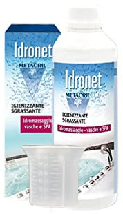Metacril Idronet + Bicchierino Dosatore Graduato, Detergente Specifico Universale per Vasca Idromassaggio Spa, Non Schiumogeno, ad Azione Igienizzante e Sgrassante - 500 ML