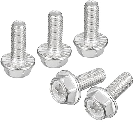 sourcing map 10 Stück Linsenkopfschraube, Flanschschraube, M6 x 16mm Sechskantschraube, Innensechskan M3 Schraubent, Vollgewinde Edelstahlschrauben, Edelstahl V2A, für Heimwerker, Silber