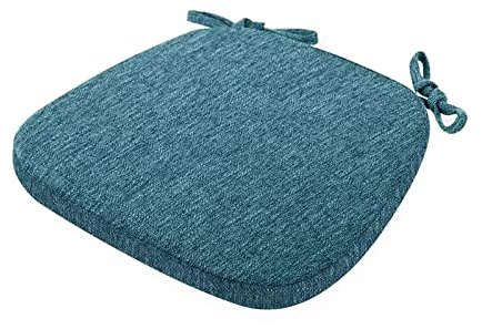 Yadlan Stuhlkissen 6er Set mit Schleife, Sitzkissen 40x40 Waschbar, Stuhlauflagen KüChenstuhl mit ReißVerschluss, Stuhlkissen Esszimmer 6 StüCk Trapez GedäChtnisschaum Sitzpolster Blau