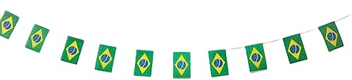 Bandera de Brasil 40 unidades bandera de Brasil, guirnalda Brasil 11.4M, banderines Brasil, bandera Nacional 14 x 21 cm para Decoraciones de Bares de Jardín (Brasil)