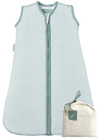 molis&co - Saco Dormir Bebé TOG 1-60 cm (0 Meses) - Saco Dormir Bebe Primavera y Otoño sin Mangas - Saco de Dormir Bebe para Niños Niñas (Unisex) - 100% Algodón (Certificado Oeko-Tex) - Vichy Green