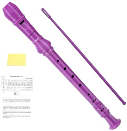 Soulmate Recorder Instrument for Beginners Kids Students German Style C Key Soprano Recorder 8 Holes 3 Piece ABS Descant Recorders Instrument with Cleaning Kit, Packing Bag (Purple)