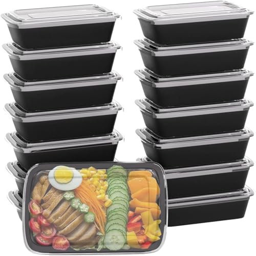 AMD Nexus (20 Pack, 16oz) 1 Compartment Plastic Meal Prep Containers - Reusable BPA Free Food Containers with Airtight Lids - Microwavable, Freezer and Dishwasher Safe