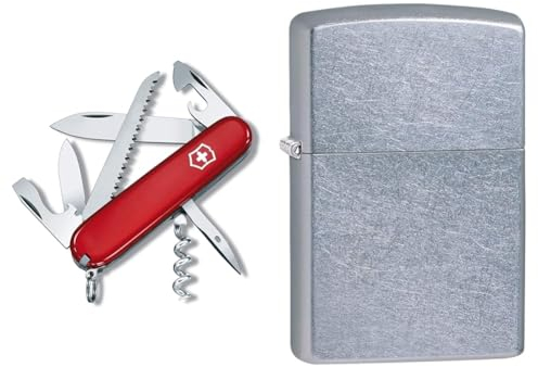 Victorinox Camper Swiss Army Knife, Medium, Multi Tool, Camping Knife, 13 Functions, Blade & Zippo Windproof Lighter | Metal Long Lasting Zippo Lighter | Best with Zippo Lighter Fluid
