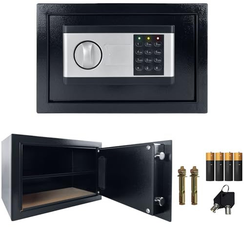 JNGLGO Coffre-fort électronique ignifuge étanche - Coffre-fort mural numérique avec serrure à combinaison électronique et 2 clés - Pour bureaux, hôtels, maison - 34 L - 38 x 30 x 30 cm