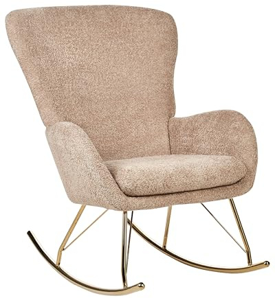 Beliani Schaukelsessel Bouclé Stoff beige/Gold Schaukelstuhl modern elegant edel Anaset