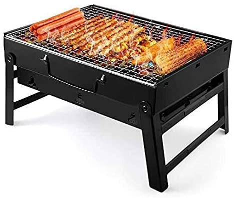 Barbecue-Grill, Holzkohlegrill, Barbecue, tragbarer Grill – Klappgrill aus Edelstahl, Tischgrill, Outdoor-Smoker-Grill für Picknick, Garten, Terrasse, Camping, Reisen, 15,35 x 11,41 x 2,95 Zoll