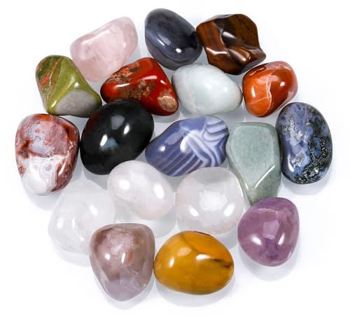 Huiguli 18 PCS Cristaux de Guérison Naturelle, Ensemble de Cristaux de Guérison, Polie Pierre Cristaux de Guérison pour Méditation Yoga Sommeil Étude Décoration DIY Cadeau Spirituel Relaxation