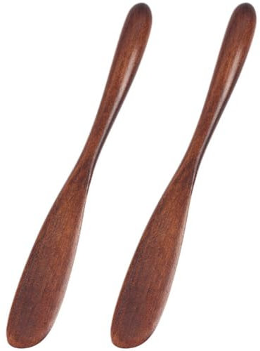 Muteitt Couteau À Beurre en Bois, Épandeur De Gelée, Épandeur De Fromage, Épandeur De Sandwichs, Épandeur De Condiments, Mini Spatules pour Cuisine, 2 Pièces