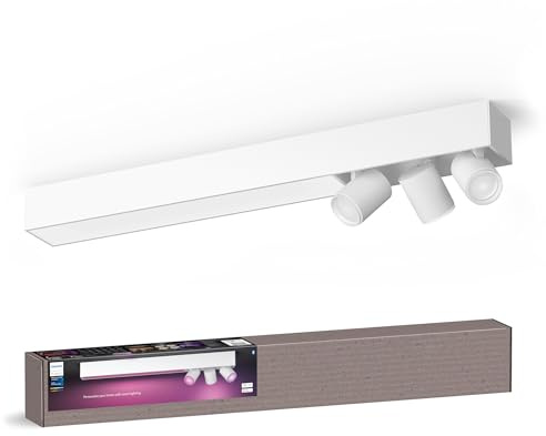 Philips Hue White & Color Ambiance Centris 3er Spot, dimmbar, 16 Mio. Farben, steuerbar via App, kompatibel mit Amazon Alexa, weiß, neue Generation