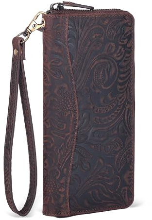 Oak Leathers Leather Wallet for Women - RFID Womens Wallet Clutch with 8 Credit Card Holder, Coin Pocket, Gift for Women’s, Ladies Purse (Brown1)