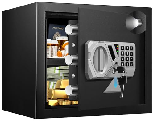 Fdsutvit 1.3 Cu Ft Small Fireproof Home Safe Box - External Type-C Backup, Steel Security Combination Key Lock Box with Removable Shelf, Safety Box for Document Jewelry Money