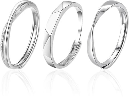 GUVYATI 3 Stück Damenring Silber 925, Damenring, Klassischer Silberring, Hochzeit, Geburtstag, Valentinstag