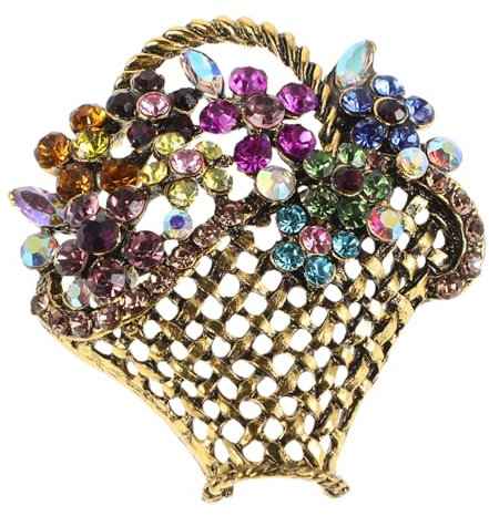 VALICLUD Vintage Blumenkorb Brosche Für Damen Elegante Anstecknadel Als Modisches Accessoire Für Kleidung Dekorative Brosche Für Jacken Und Anzüge