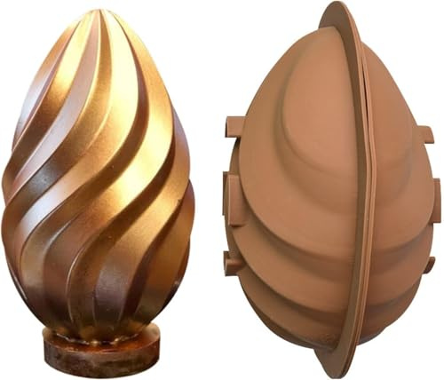Easter Egg Chocolate Mould,3D Breakable Giant Egg Silicone Fondant Mold,Breakable Easter Egg Chocolate Mold,Non-Stick,Easy to Use, 2 Pcs Wooden Hammer Included for Easter Decorations(B)