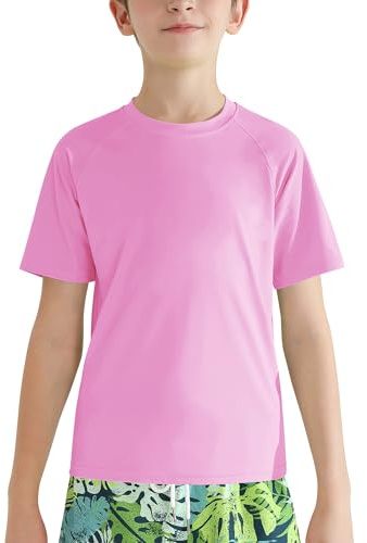 Valcatch Magliette Rash Guard da Nuoto per Ragazzi e Ragazze UPF 50+ Bambini Adolescenti ad Asciugatura Rapida Atletiche a Maniche Corte T-Shirt UV Pesca Surf Acqua Spiaggia Top Corsa Allenamento