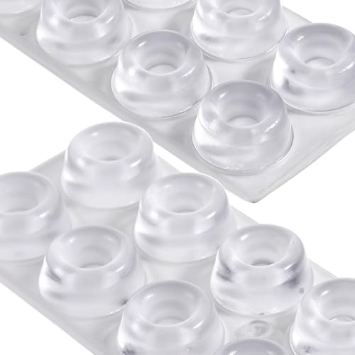 Cabinet Door Bumpers Self-Adhesive, Circular Self-Adhesive Clear Rubber Bumpers Wall Protectors Rubber Feet for Glass Tops Cutting Boards Picture Frames (Round 22 X 10mm, 24Pcs)
