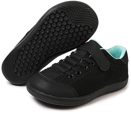 ZEPYFXIT Barefoot Shoes Kids Boys Girls Wide Minimalist Trail Running Shoes Lightweight Walking Sneaker School(Black,2 UK)