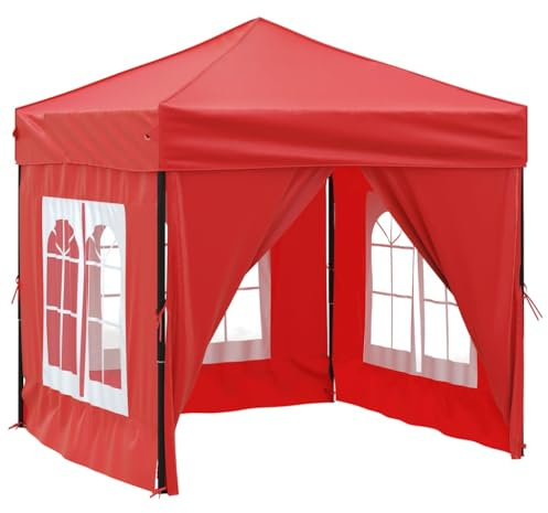 Tonnelle de Jardin Pliable, Tente de Réception Pavillon Barnum de Jardin avec parois Rouge 2x2 m