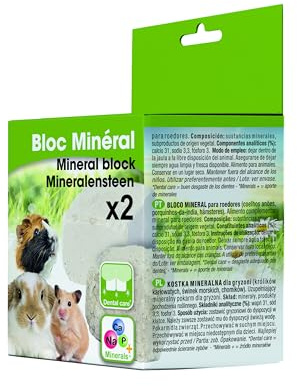 Riga - Gnagarblock - Intag av kalcium, salter och mineraler - främjar tandslitage - för kaniner, marsvin och hamstrar - består av mineralämnen - x2