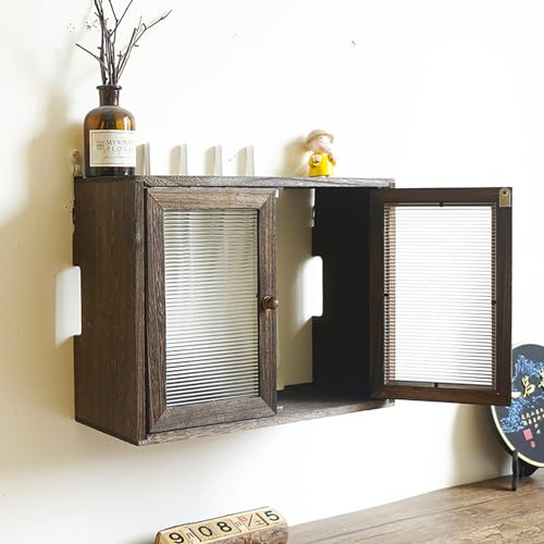 Wandmontierte WLAN-Box-Abdeckung, WLAN-Router-Aufbewahrungsbox aus Holz, Routerregal, Abdeckung für Modem und Multimedia-Geräte, TV-Receiver-Halterung, für Büro und Zuhause(Dark brown,L36cm/14in)