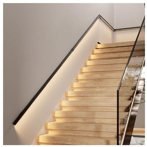 LED a parete per scale | ringhiera per scale in alluminio antiscivolo | 50 cm nero brillante presa di sicurezza il | il per scale