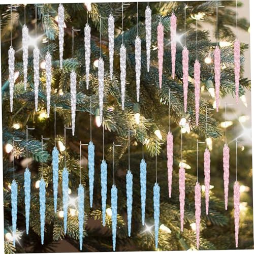 Adornos de carámbano 36pcs 5 Pulgadas Cristal Claro Acrylic ARRIMENTOS DE NAVIDO DE Navia