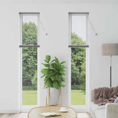 Jalousien Rollos, Fenster Innen, Jalousien, Fensterjalousie mit Vorhängen Silber Aluminium Zu Schlafzimmer Wohnzimmer Büro Küche Esszimmer