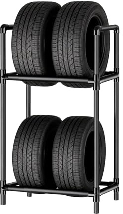 CISSIYOG Felgenbaum Reifenständer für 4 Reifen,Höhenverstellbares Reifenregal, Robuste Stahlkonstruktion, Reifenständer für Garage & Werkstatt (57.2 x 37.3 x 114.6 cm)
