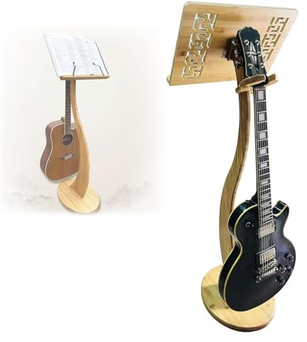 Bambus Notenständer, Holz Notenständer, Geigennotenständer, abnehmbar, Notenhalter, stabil, for Auftritte, Gitarre