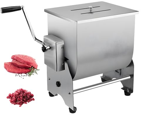 Manuell köttkvarn och mixer, vändbart rostfritt stål med lock, kommersiell korvfyllare för kök, kyckling, fisk, nötköttsbearbetning