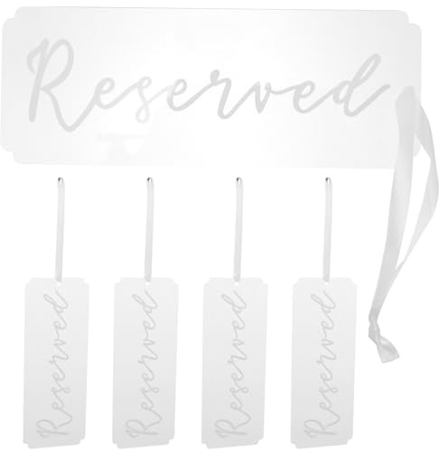 SHINEOFI 5 Cartelli Trasparenti in Acrilico per Matrimoni con Sedia, Cartelli Appesi Riservati per Posti, Segnaposto Decorativi per Eventi e Cerimonie Eleganti
