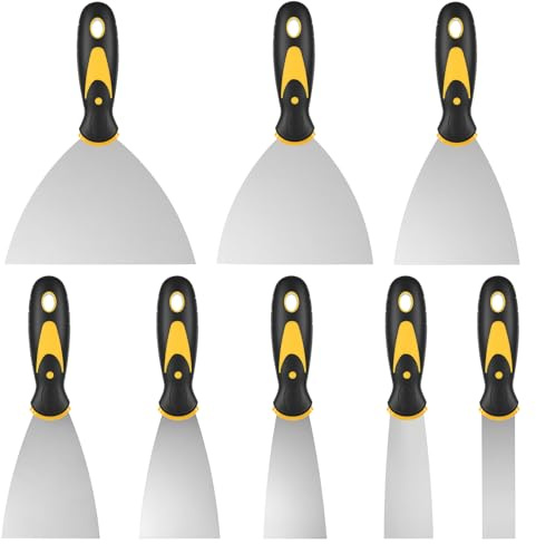 8 st väggskrapa, 1/1,5/2/2,5/3/4/5/6 tum målarskrapa, spackelspatel, uppsättning gipsskivor skrapa väggar ta bort tapeter kitt gör-det-själv dekoration