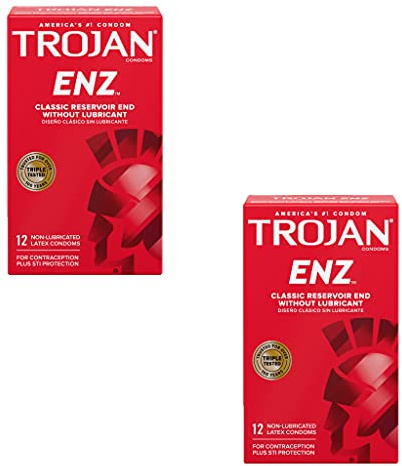Trojan Enz Non-lubricated Condoms, 12 Count (Pack of 2)