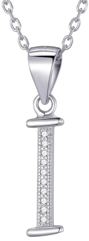 Morella Damen Halskette Silber mit Buchstaben Anhänger 925 Silber rhodiniert mit Zirkoniasteinen weiß 45 cm