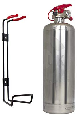 Chrome Silver Finish FSS UK Plus 2 KG ABC Dry Powder FIRE Extinguisher. CE Marked. Ideal for Homes Kitchen Workplace Offices Cars Vans Boats Warehouses GARAGES Hotels Restaurants FIRE Rating 8A 70B C